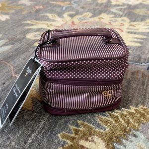 PurseN jewelry case, purple with white polkadots and strips